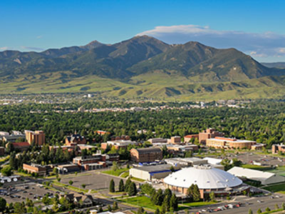 aerial shot of MSU and Bozeman