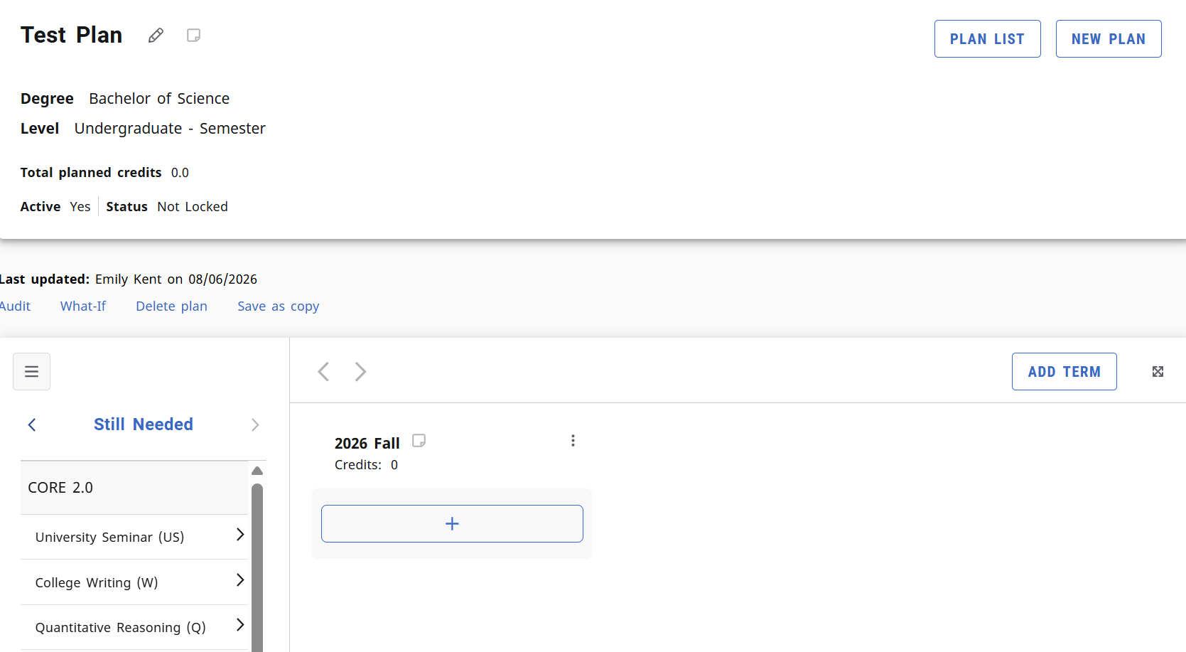 test plan created