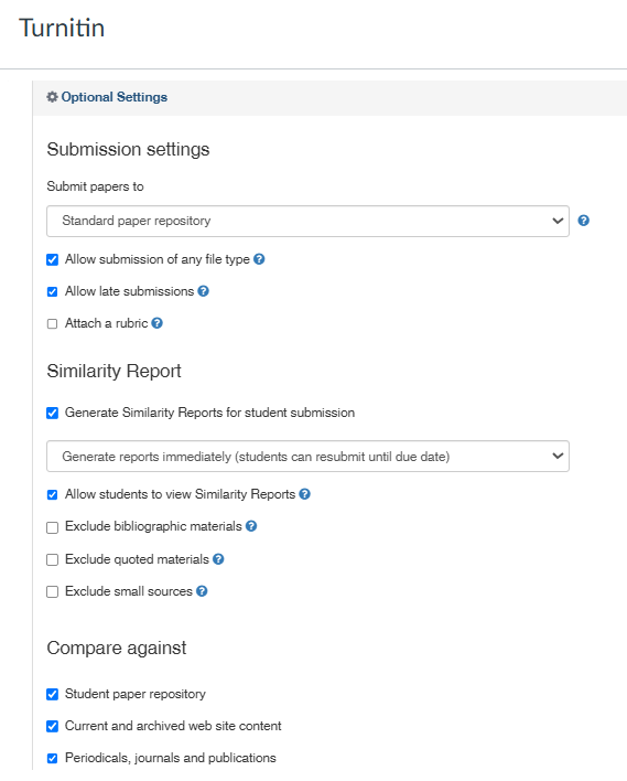 additional settings for peermark assignment