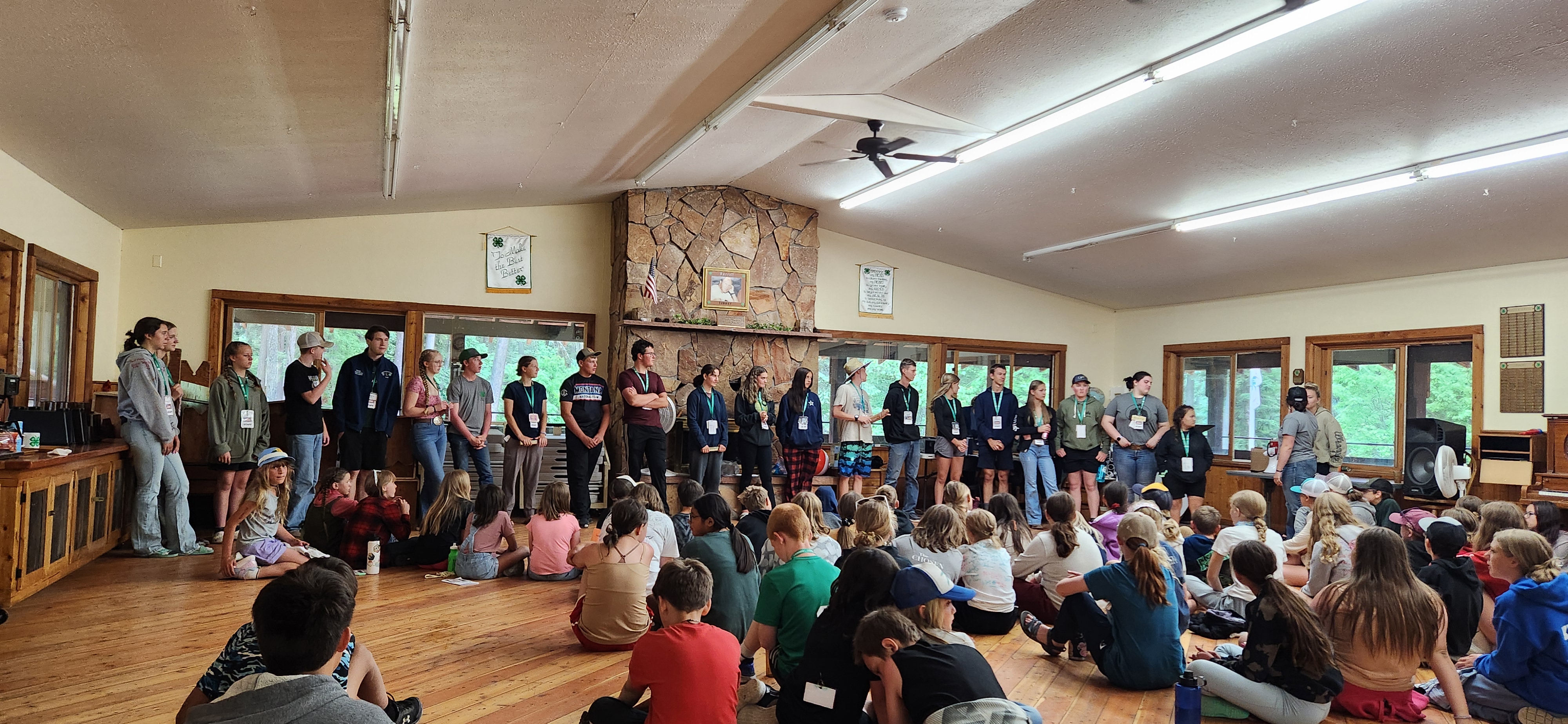 Multi-County 4-H Camp Counselors line up with the Junior and Senior Directors.