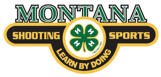 A green shaded Montana sits on top of the 4-H logo with Shooting attached to the left side and Sports attached to the right. The phrase "Learn by Doing" is curved below.