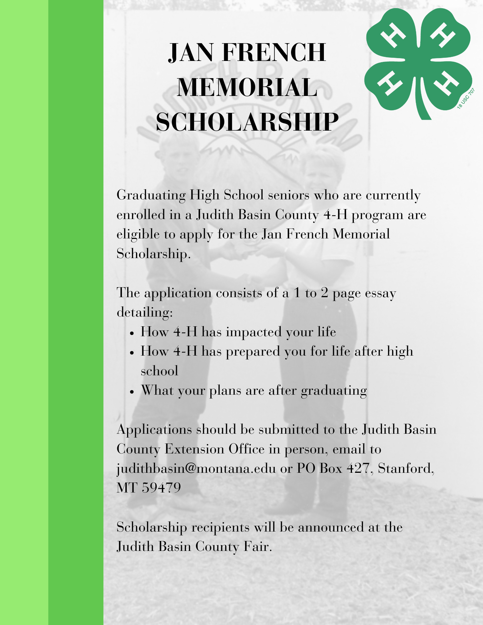 Jan French Memorial Scholarship 2025