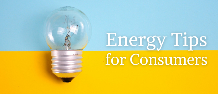 Energy Tips for Consumers with picture of light bulb