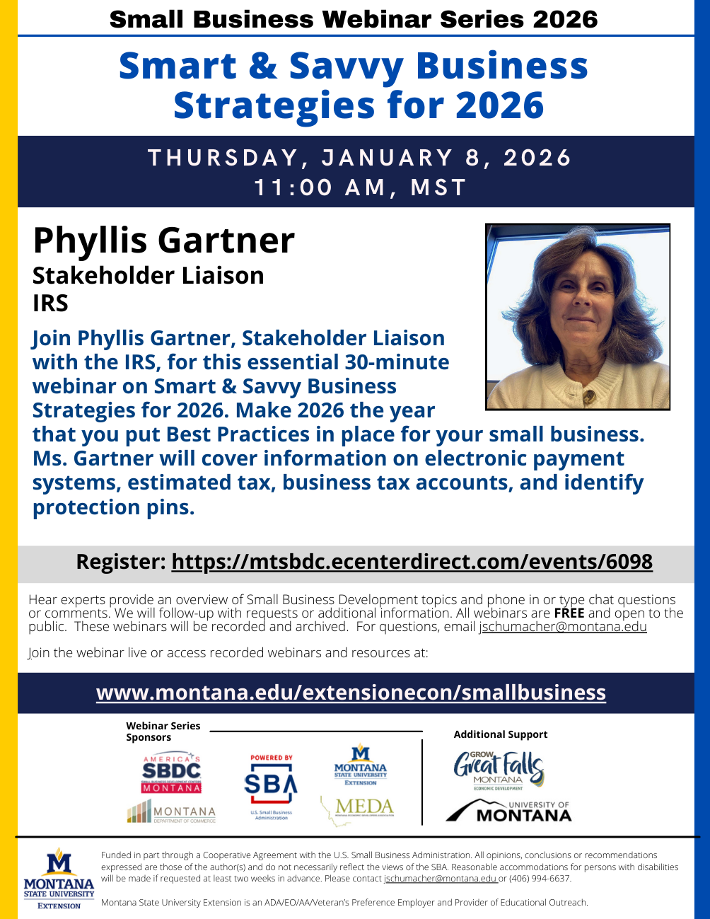January 2026 Small Business Webinar Flyer