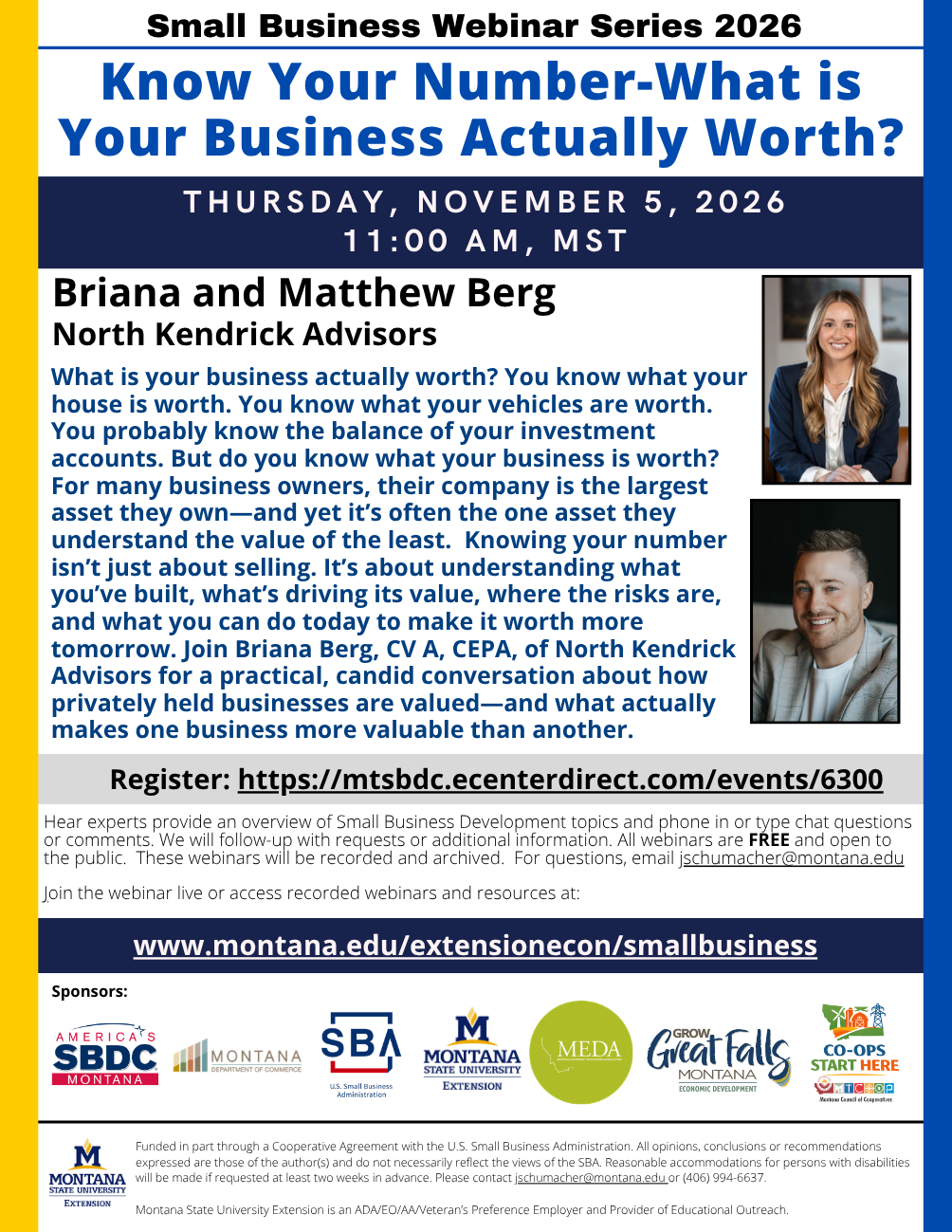 November 2026 Small Business Webinar Flyer
