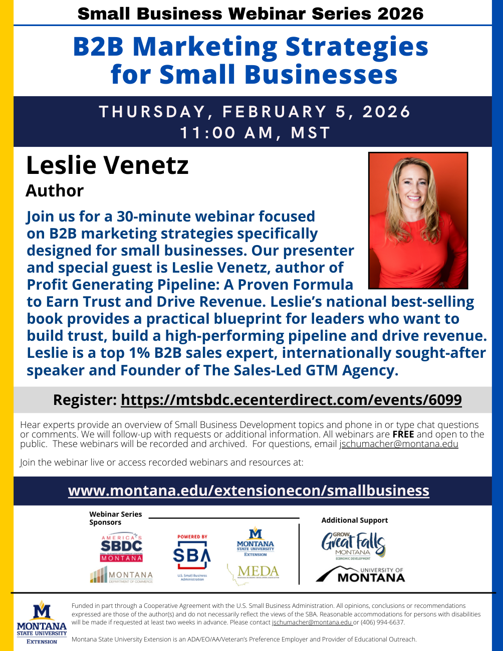 February 2026 Small Business Webinar Flyer