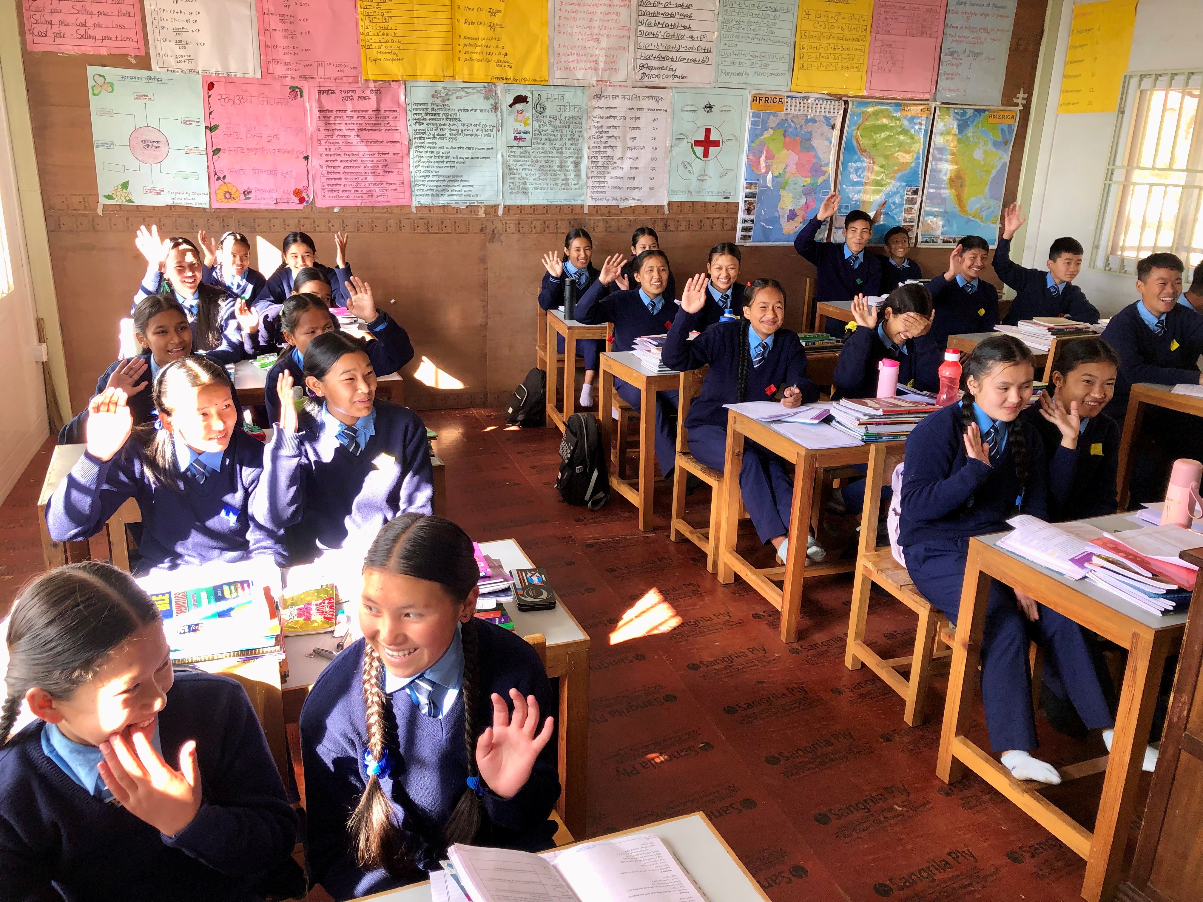 Students in classroom in Nepal