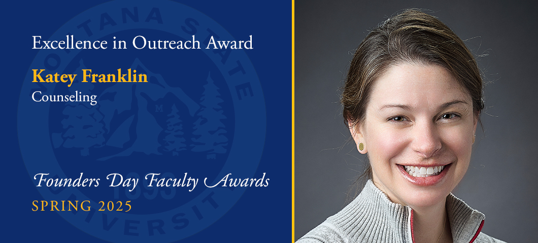 Excellence in Outreach Award: Katey Franklin, Founders Day Faculty Awards, Academic Year 2024-25. Portrait of Katey Franklin.