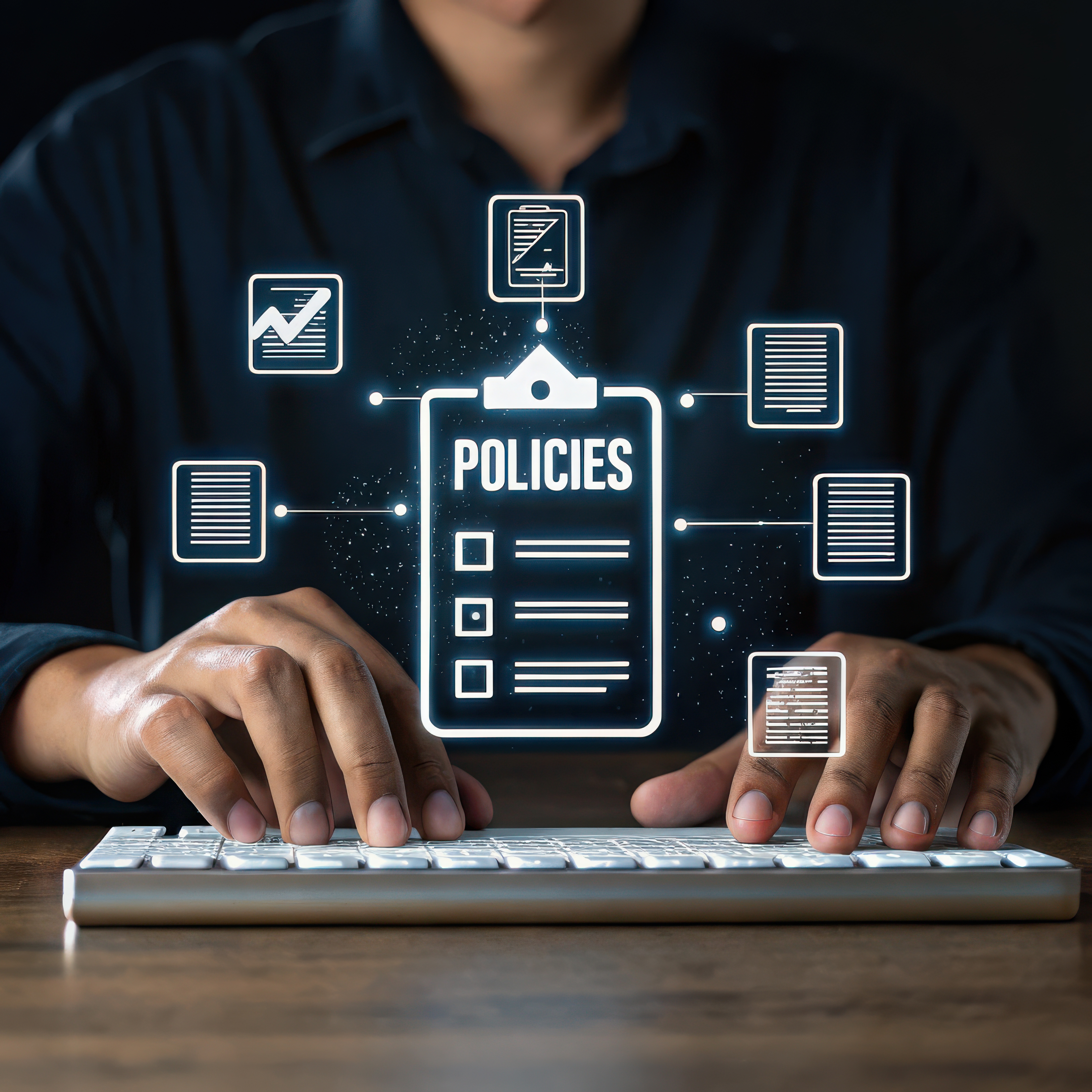 virtual screen showing policies
