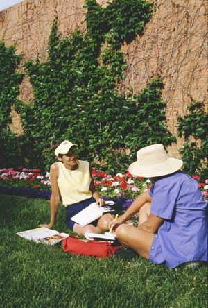 Picnicing on the grass at MSU Bozeman