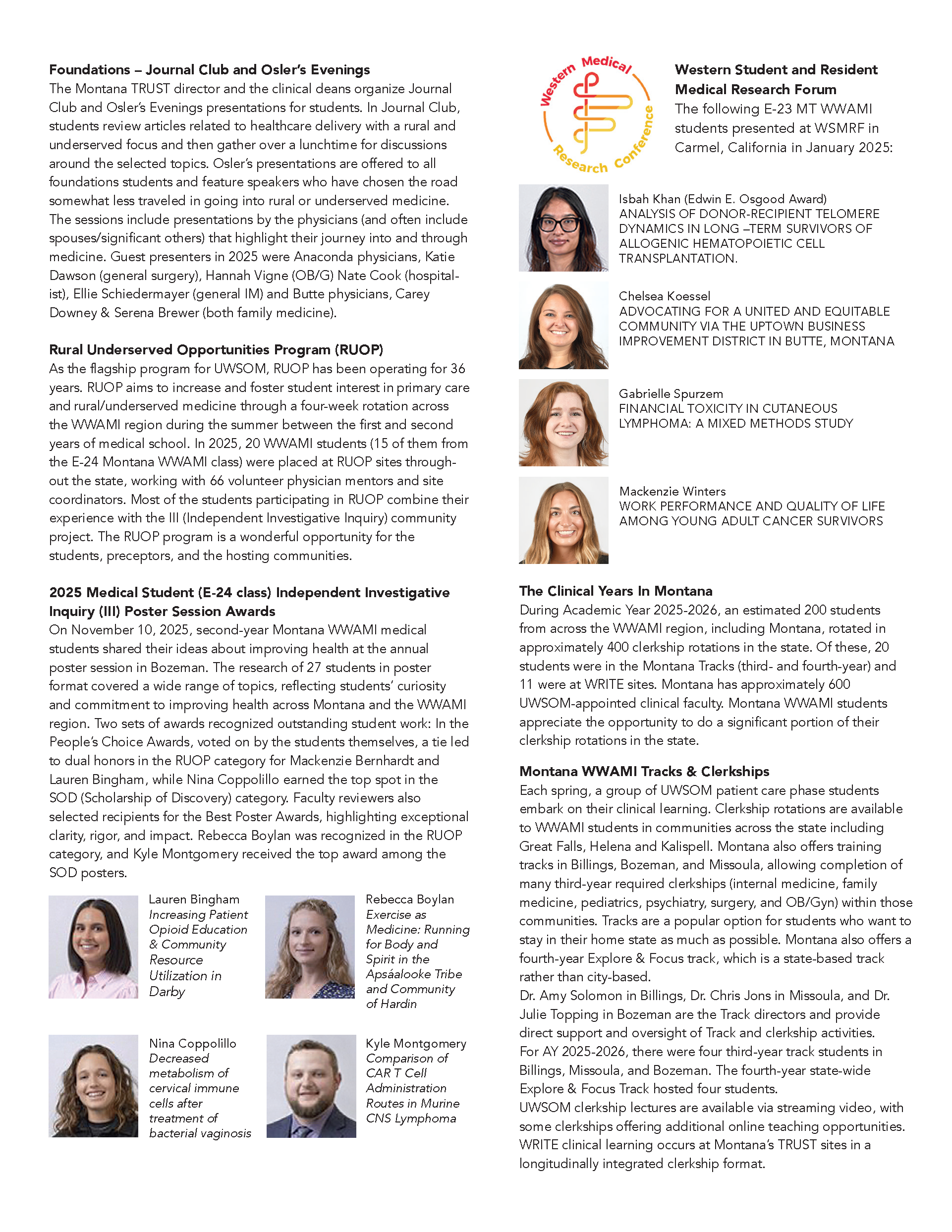 MT WWAMI Newsletter Executive Summary Page 2