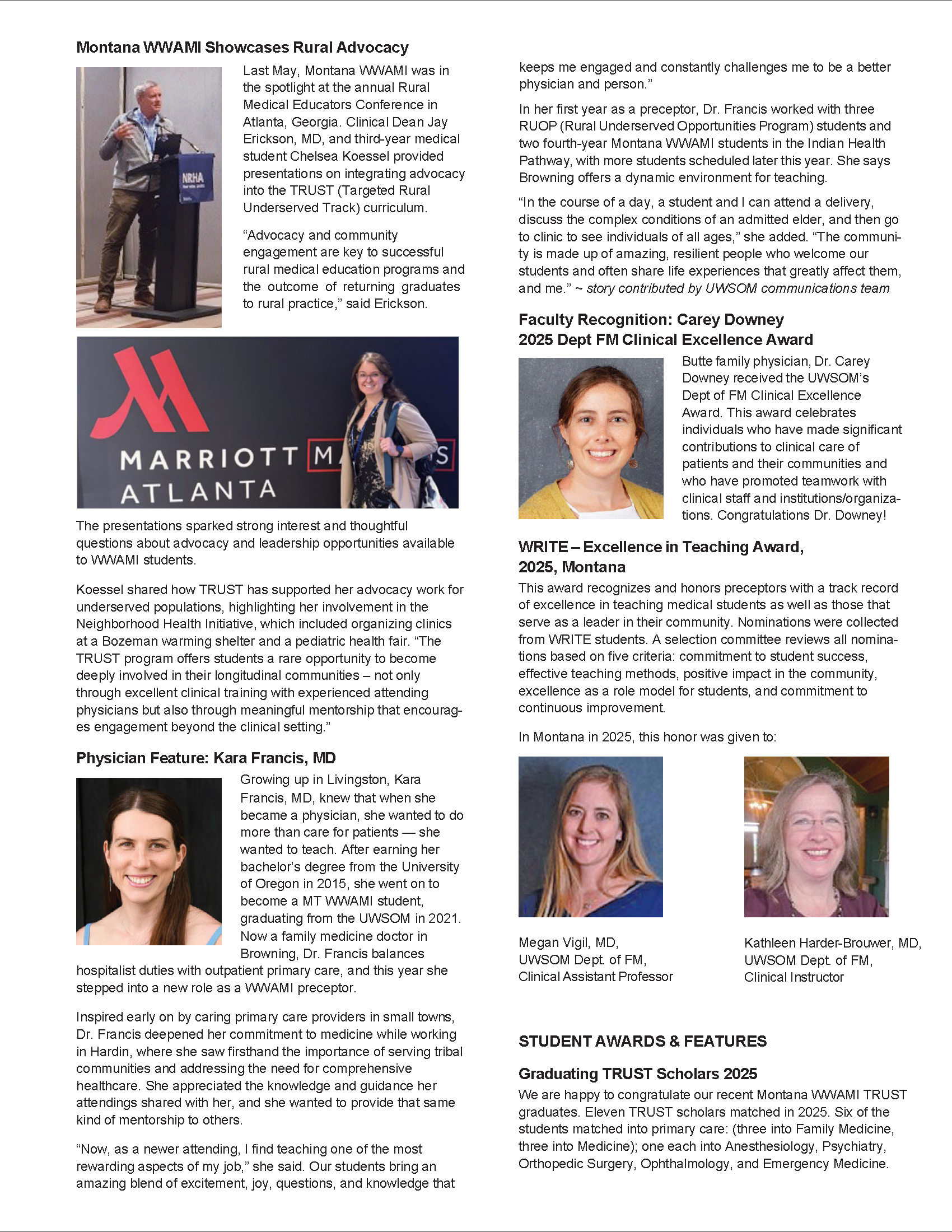 MT WWAMI Rural Newsletter 2025 Page 2 MT WWAMI Rural Newsletter 2025 Page 2